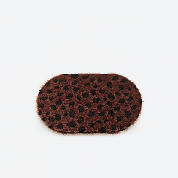 Faux suede oval compact mirror